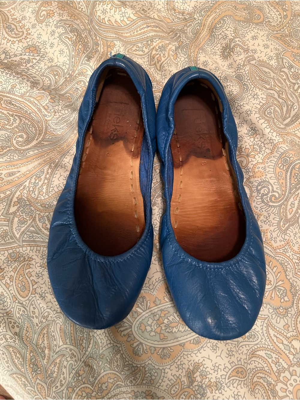 Tieks Blue Leather Foldable Ballet Flats